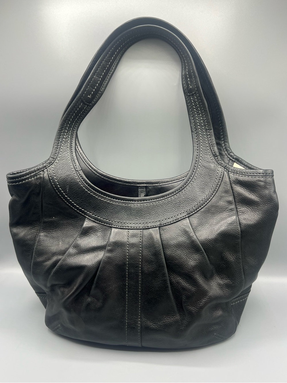 Coach Pleated Ergo Tote 12240 Leather Tattersall Lining 2008 Collection Y2K